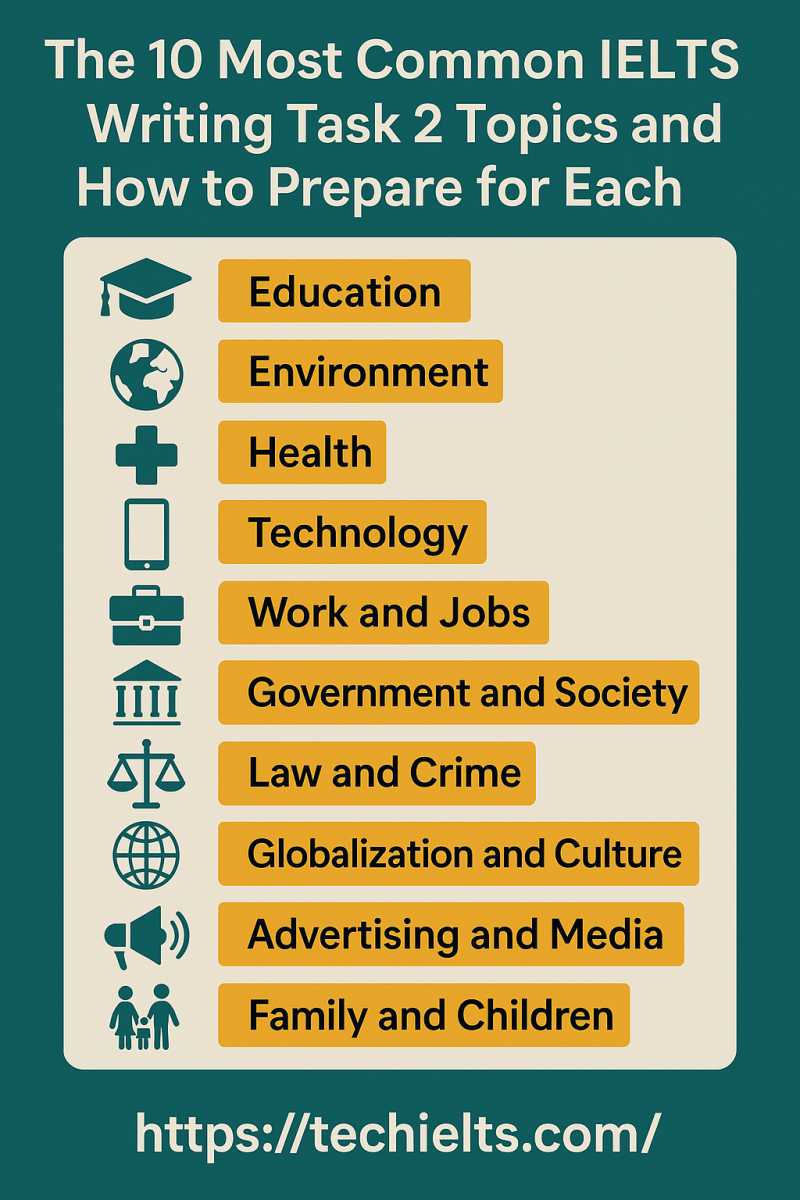 Common IELTS Writing Task 2 topics
